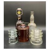 Vintage glass insulators, Grolsch Lager beer