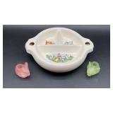 Pastel satin glass bunny rabbit small taper