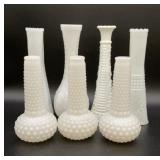 Vintage milk glass vases, shorter ones are 6.75