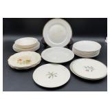 19 plates and bowl, floral patterns, Royal