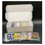 Box of mixed football and basketball cards