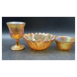 Vintage Indiana Glass marigold amber iridescent