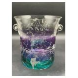 Euroglass stained art glass champagne ice bucket
