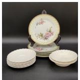 Vintage dishes, 6 Ciera floral plates, 7.5 inches