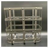 Metal crate wine bottle carrier, 12.25 inches