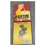 Vintage advertising posters on wood, Martini