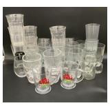 Mixture of glass and plastic drinking glasses