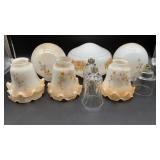 Vintage assorted glass light fixture shades and