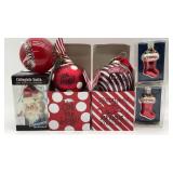 6 Arkansas Razorbacks ornaments, Stockings blown