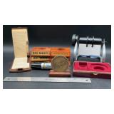 Ruler, Rolodex, vintage Bates List Finder