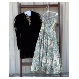 Vintage strapless floral print dress, size 16,