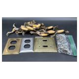Vintage metal light switch and outlet plates,