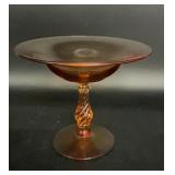 Vintage Fostoria pink/amber glass compote dish, 6