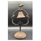 Rustic cast iron dinner bell, 16.5 in tall