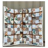 Vintage handmade patchwork quilt with fabric