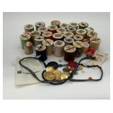 Sewing lot, thread, buttons, Fabletics Lizzet