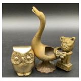 Vintage solid brass goose incense burner, made in