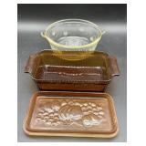 Vintage Anchor Hocking amber glass ribbed baking