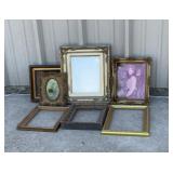 Vintage gold toned picture frames and mirrors,