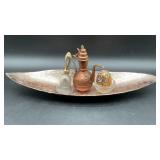 Vintage Turkish copper teapot with engraved