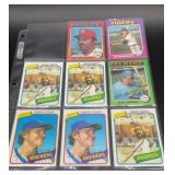 8 baseball cards, 1975 and 1980 Topps