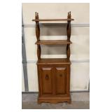 Vintage wooden tiered shelf with doors, missing