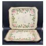 4 vintage floral metal serving trays, 16 x 20.5