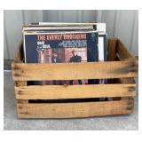Vintage records in wooden crate, Diana Ross,