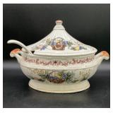 Vintage hand painted ceramic 3 quart soup tureen