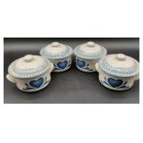 4 Vintage Corelle Blue Hearts stoneware