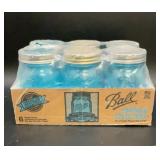6 blue vintage style ball jars