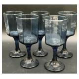 Libbey Facets Cobalt Blue Goblets 6.25 inches
