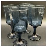 Libbey Facets Cobalt Blue Goblets 7 inches tall