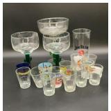 Cactus margarita glasses, shot glasses