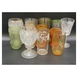 Drinking glasses, some vintage, chips in one