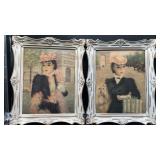 2 Signed paintings. Painting called 'Les Deux