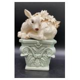 Vintage porcelain white deer with gold accents,