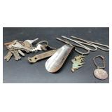 Vintage metal items, keys, Royal Crown Cola