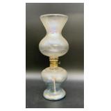Vintage iridescent clear glass kerosene oil lamp,