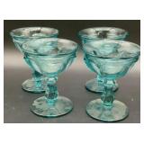 Vintage Aqua Glass Sherbet Cups ï¿½ Set of 4