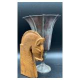 Vintage Hosley solid brass fluted pedestal vase,