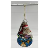Christopher Radko Twinkling Tote Santa glass