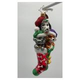 Christopher Radko Puppy Presents hand-blown glass
