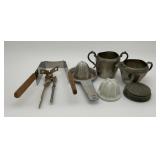 Vintage kitchen utility lot includes pewter