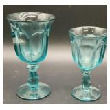Vintage Aqua Glass Goblets  5.5 inches tall