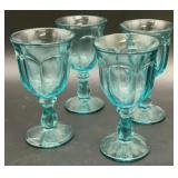 Vintage Aqua Glass Goblets  5.5 inches tall