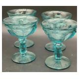 Vintage Aqua Glass Sherbet Cups ï¿½ Set of 4