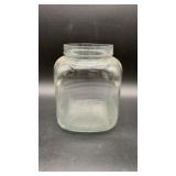 Vintage Hoosier-style ribbed glass canister, has