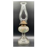 Vintage glass oil lamp, 17.5 in tall