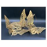 6 vintage brass toned metal butterflies, 12